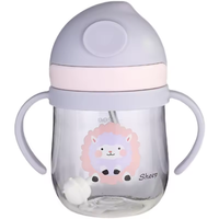 Enfants enfants dessin animé Animal école eau potable bouteille de paille boule de gravité paille bébé tasse avec bandoulière bouteille d'eau