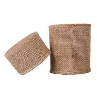 Rubans en toile de jute naturelle en gros, rouleaux de 63 mm de largeur, double face, motif uni de Noël pour emballage cadeau