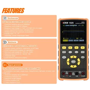 Oscilloscope multimètre générateur de signaux portable VICTOR 152S 3 en 1, 50 MHz double canal, écran couleur 3,2 pouces, stockage de formes d'onde - Product Image 4