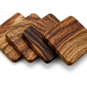 Juego de Posavasos de Madera de Acacia Natural con Soporte, Diseño Contemporáneo, Ecológico, Redondo, 33 cm de Diámetro, 3 mm de Grosor, para Decoración del Hogar - Product Image 4