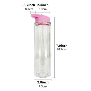 Snow Globe Double <b>Plastic</b> Acrylic Sippy Cups Reusable Portable 10 oz Kids Snow Globe <b>Water</b> <b>Bottles</b> With Strap Flip Top Lid - Product Image 3