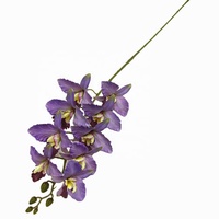 Bunga Artificial Catland Real Touch Cymbidium Vanda Anggrek Cabang Mawar Merah Ungu Biru 9 Kuntum Cattleya Hybrida