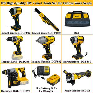 Série Jaune : Outils électriques d'extérieur populaires 7-en-1 avec chargeur et batterie 5Ah, kit d'outils 20V, outils électriques sans balais durables - Product Image 3