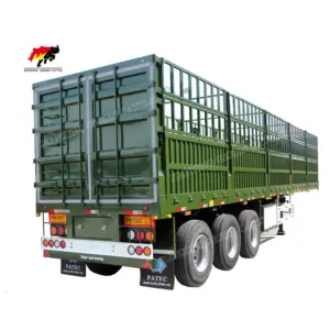 Customized Fence Cargo Semi Trailer 3 axles Wooden Animals Semi Truck Trailer For Bulk Cargo Transport