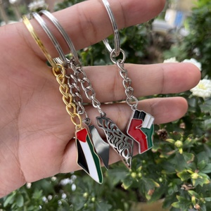 Palästina Karte Flagge Unterstützung Palästina Flagge Luxus Emaille Palästina Metall Karte Schlüssel bund Fabrik Großhandel - Product Image 4