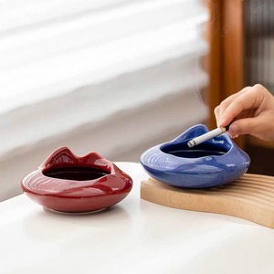 ที่เขี่ยบุหรี่เซรามิกสีน้ำเงินเข้ม สำหรับสำนักงาน โรงแรม ห้องพัก ของตกแต่ง - Product Image 2