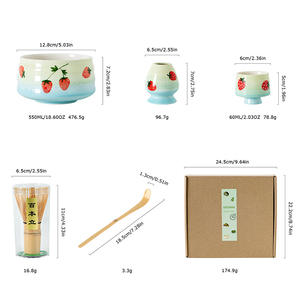 Ensemble de 5 pièces en céramique de style moderne et simple, peint à la main, motif fraise, origine Dehua, pour le thé – Vente chaude - Product Image 5