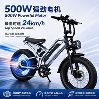 Vélo électrique tout-terrain exclusif transfrontalier 20 pouces à pneus larges 500W 48V avec batterie au lithium, suspension avant et freins à disque, autonomie 60 km