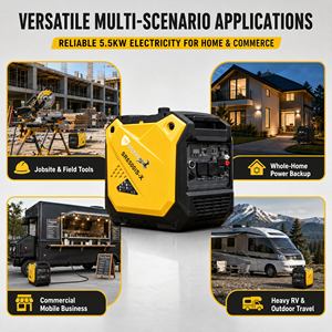 Générateur Inverter Silencieux à Essence 5000W, 5500W de Pointe, 67 dB à 7 Mètres, Démarrage Électrique, 230V, Compteur Numérique, Roues de Transport - Product Image 5