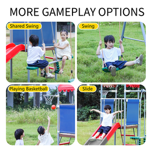 Juego <span class=keywords><strong>de</strong></span> Columpios y Tobogán <span class=keywords><strong>de</strong></span> Plástico para Niños Pequeños para Jardín Exterior <span class=keywords><strong>con</strong></span> <span class=keywords><strong>Aro</strong></span> <span class=keywords><strong>de</strong></span> Baloncesto <span class=keywords><strong>de</strong></span> Metal y Accesorios <span class=keywords><strong>de</strong></span> Aleación - Product Image 5