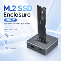Docking Station SSD M.2 NVMe SATA 10Gbps Tipe C Dual Protocol Solid State Drive Enclosure RTL9210B Maks 8TB M04M1 dengan Sakelar