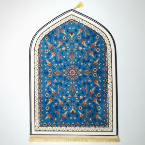 Alfombra de adoración con estampado de borlas, Alfombra de oración de Ramadán de lujo, alfombra de oración islámica árabe musulmana - Product Image 6