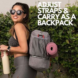 Sac de sport pour tapis de yoga en toile à motifs avec poche et fermeture éclair, fabriqué en usine BSCI - Product Image 4