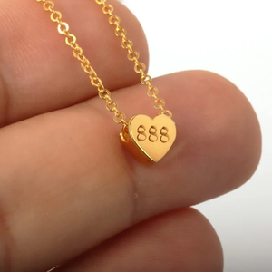 Collar con colgante de corazón pequeño para mujer, joyería de moda, collar con número de Ángel grabado personalizado, 2021, 111, 222, 333, 666, 888, 999 - Product Image 2