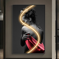 Peinture décorative lumineuse de la ligne de beauté, nouvelle conception 2024, personnage imprimé en haute définition, œuvre d'art pour salon, chambre à coucher, peinture artistique à LED