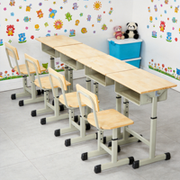 Ensemble bureau et chaise ergonomiques pour étudiants avec grand tiroir et support pour casque, cadre chromé réglable en hauteur, mobilier scolaire