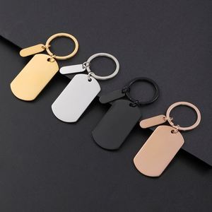 Customized Stainless Steel Digital Printing Lightweight Keychain Tag Small Long Strip DIY Vintage Rectangular <b>Keyring</b> - Product Image 1