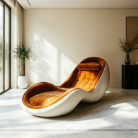 Chaise longue incurvée moderne de luxe, capitonnée en velours et lin, canapé inclinable de détente pour salon et hôtel