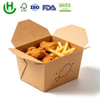 Hongchang op maat bedrukte milieuvriendelijke kraft fastfood-combinatiebox met compartimenten voor hamburger, gefrituurde kip, sushi en maaltijdverpakkingen