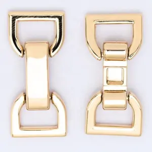 Gold plated double ring metal shoe buckle
