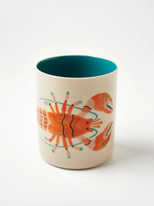 Juego de Vajilla de Cerámica Pintada a Mano Personalizable, Platos y Tazas Coloridos con Diseño de Vida Marina, Cangrejo, Langosta, Caballito de Mar - Product Image 3