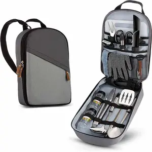 Kit d'ustensiles de cuisine de voyage pour camping, 18 pièces, ensemble d'ustensiles de cuisine portables pour l'extérieur