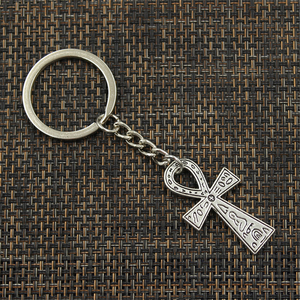 Porte-clés en alliage métallique plaqué argent antique et bronze antique, motif clé <span class=keywords><strong>de</strong></span> vie <span class=keywords><strong>Ankh</strong></span>, 39x21MM, souvenir, cadeau - Product Image 4