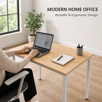 Table de réunion rectangulaire de style industriel, plateau en MDF, espace de travail collaboratif, bureau avec pieds en acier