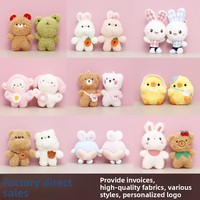 Porte-clés en peluche personnalisé, design mignon, broderie de dessin animé, ours en peluche, jouets porte-clés en peluche