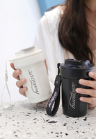 Mug isotherme sportif avec poignée, 16 oz, en acier inoxydable, gobelet de voyage avec sangle de transport et couvercle anti-fuite pour la salle de sport et les voyages