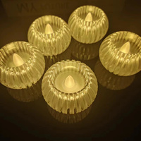 Bougie électronique LED sans flamme à rayures verticales, couleur vert-bleu, blanc chaud, pour décoration de table, vente en gros