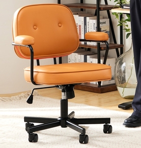 <span class=keywords><strong>Silla</strong></span> de <span class=keywords><strong>escritorio</strong></span> de estudio nórdico, sillas altas ajustables de cuero marrón para ordenador, <span class=keywords><strong>silla</strong></span> de oficina de cuero con rueda para el hogar - Product Image 3