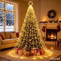 Guirlandes lumineuses LED transfrontalières en cascade, guirlandes circulaires pour sommet d'arbre, ambiance de Noël, éclairage extérieur suspendu aux arbres
