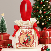 Sac cadeau en toile avec logo personnalisé, sac d'emballage pour bonbons portable et réutilisable, sac de rangement pour cadeaux de fête de Noël, OEM ODM