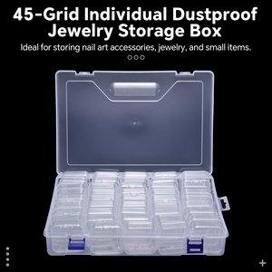 45-Grid Individual Dustproof Jewelry Organizer <b>Box</b> Multifunction Plastic Square Nail <b>Tools</b> <b>Storage</b> <b>Box</b> for Nail Art Accessories - Product Image 1