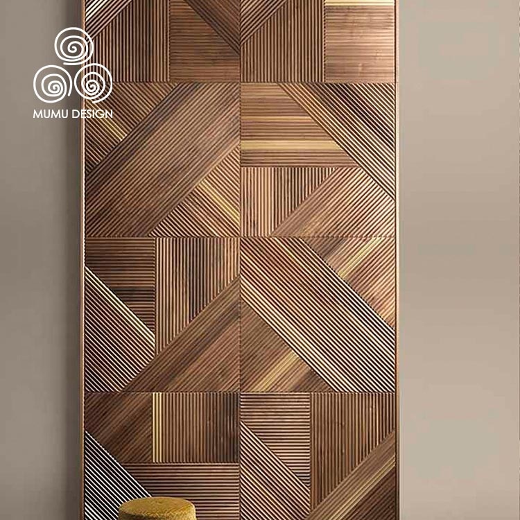 MUMU-listones de madera maciza para decoración de interiores, Panel de madera maciza tallada en 3D para artistas