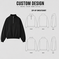 Sweat-shirt à col zippé 1/4 personnalisé OEM, brodé, en molleton de coton et polyester, écologique, durable, coupe décontractée, pour homme