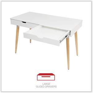 Bureau d'ordinateur scandinave Alera, 47,24" x 23,62" x 29,53", blanc/bois beige - Product Image 5