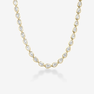 สร้อยคอเทนนิสแบบฝังเพชรทรงลูกแพร์ 18 กะรัต แบบกำหนดเอง พร้อมเพชร CVD เครื่องประดับทองแท้ 9k 10k สร้อยคอเพชรเพาะเลี้ยงในห้องปฏิบัติการ - Product Image 2