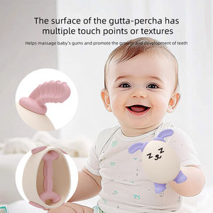 Kawaii violet lapin oeuf Silicone peluche anneau de dentition pour enfants réutilisable bricolage décor Graffiti enfant en bas âge dentition - Product Image 5