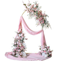 Décor floral artificiel rose en soie pour arche de mariage, guirlande murale, centre de table allée et studio de diffusion en direct
