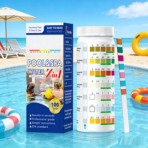 Bandelettes de test de piscine 7-en-1 – Kit de test d'eau pour chlore total, chlore libre, brome, pH, alcalinité, acide cyanurique, dureté - Product Image 1