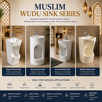 Lavabo d'ablution moderne en céramique OEM ODM, taille personnalisée, pour mosquée, hôtel, station de lavage islamique, salle de bain