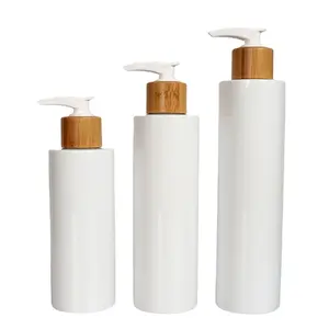 Bathroom Liquid Pump Bottle Bamboo Soap Dispenser Set Hotel Home Bathroom 20 Sets White Sustainable All-season Bamboo+pet Oval