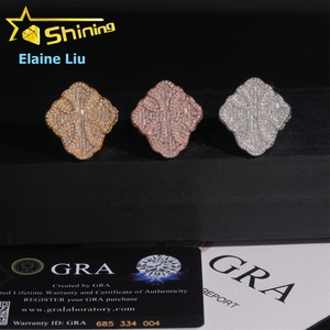 Iced Out Sterling <strong>Silver</strong> 925 Custom Hip Hop Jewelry VVS Moissanite Diamond <strong>Cross</strong> <strong>Ring</strong> - Product Image 2