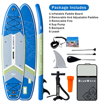 Planche de paddle gonflable en gros 335x84x15cm, 33 pouces de large, kit DWF Drop Stitch motif feuille tropicale avec pompe à manomètre, OEM CE BSCI
