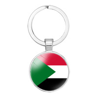 Porte-clés Drapeau du Soudan du Sud en Verre de Qualité, Accessoire de Sac, Pendentif, Anneau Porte-clés, Design National des Pays, Personnalisé, Vente en Gros à Bas Prix