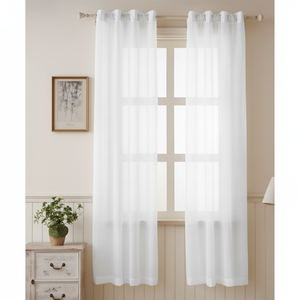 Commercio all'ingrosso 54 confezione di tende in poliestere bianco 140x228cm con 8 occhielli confezione da 54 - Product Image 1