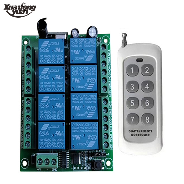 DC 12V 24V 8 CH Channels RF Wireless Switch Remote Control System Receiver Transmitter 8CH Relay 315/433 MHz G50