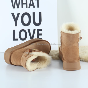 Custom Wholesale Sheepskin Fur Integrated Ladies <strong>Uggs</strong> <strong>Platform</strong> Round Toe Snow Boots Anti-Slip Soft Winter Outdoor - Product Image 4